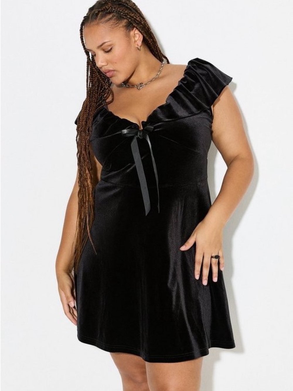 Torrid Black Goth LoveSick Velvet Flutter Sleeve Babydoll Dress Plus Size 2X NWT